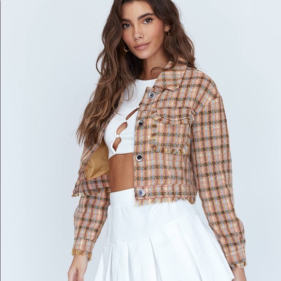 Princess Polly Jackets & Blazers - Princess Polly Amir Check Jacket in Brown Size L/XL New with tag